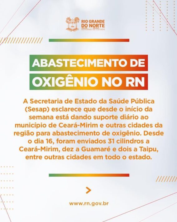 Governo do Estado dá suportes a municípios para abastecimento de oxigênio