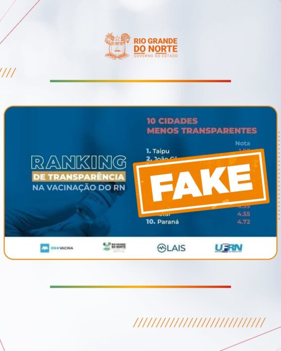 Ranking lista municípios menos transparentes na vacinação no RN