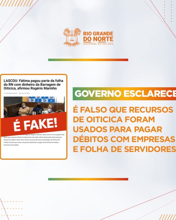 Fátima pagou parte da folha do RN com dinheiro da Barragem de Oiticica, afirmou Rogério Marinho