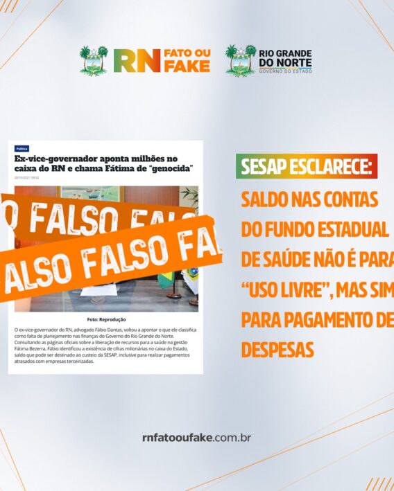 Saldo nas contas do Fundo Estadual de Saúde não é para “uso livre”, mas sim para pagamento de despesas