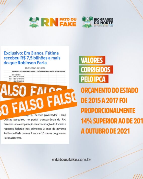Em 3 anos, Fátima recebeu R$ 7,5 bilhões a mais do que Robinson Faria