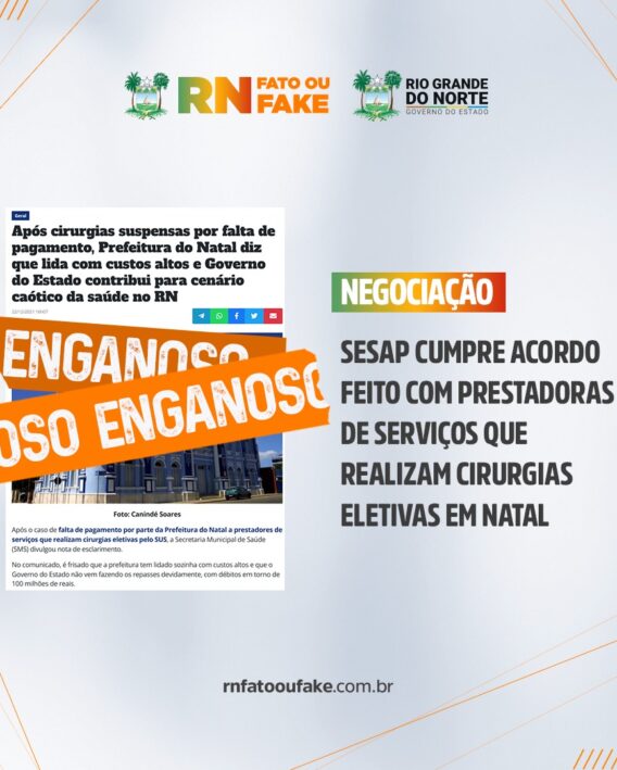 Sesap cumpre acordo feito com prestadoras de serviços que realizam cirurgias eletivas em Natal