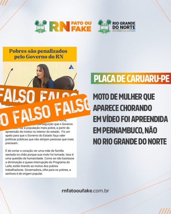 Moto de mulher que aparece chorando em vídeo foi apreendida em Pernambuco, não no Rio Grande do Norte