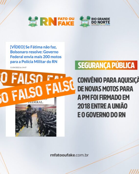 Motocicletas foram adquiridas através de convênio firmado entre União e Governo do RN em 2018