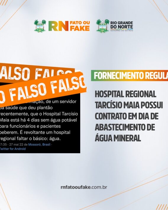 Hospital Regional Tarcísio Maia possui contrato em dia de abastecimento de água mineral