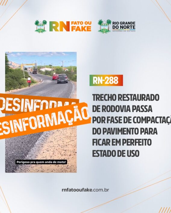 Trecho restaurado da RN-288 passa por fase de compactação para ficar em perfeito estado de uso
