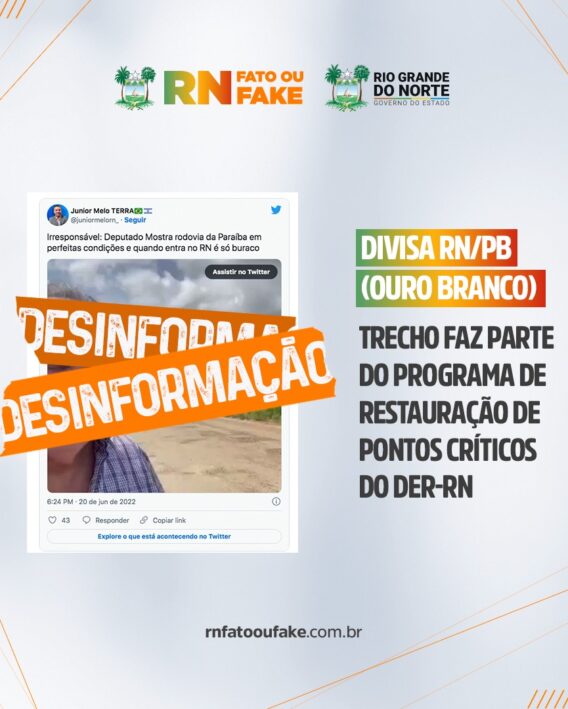 Trecho da divisa RN/PB faz parte de Programa de Recuperação de Pontos Críticos do DER-RN
