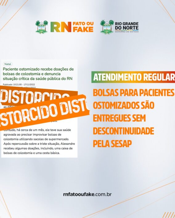 Bolsas para pacientes ostomizados são entregues sem descontinuidade pela Sesap