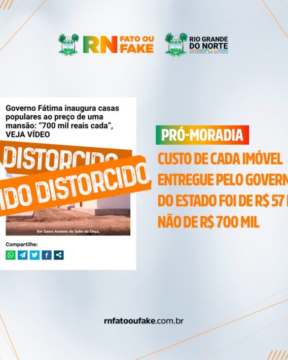 Custo de cada imóvel entregue pelo Governo do Estado foi de R$ 57 mil, não de R$ 700 mil