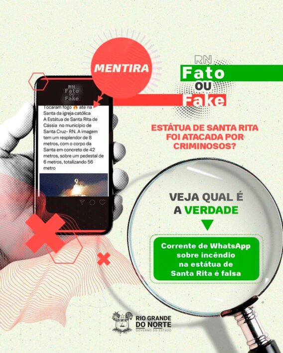 Não há registro de incêndio na estátua de Santa Rita em Santa Cruz