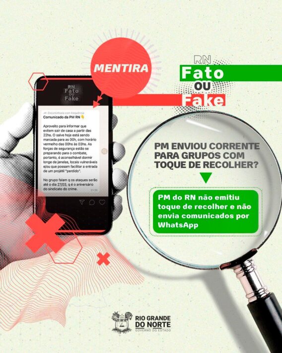 PM do RN não emitiu toque de recolher e não envia comunicados por WhatsApp