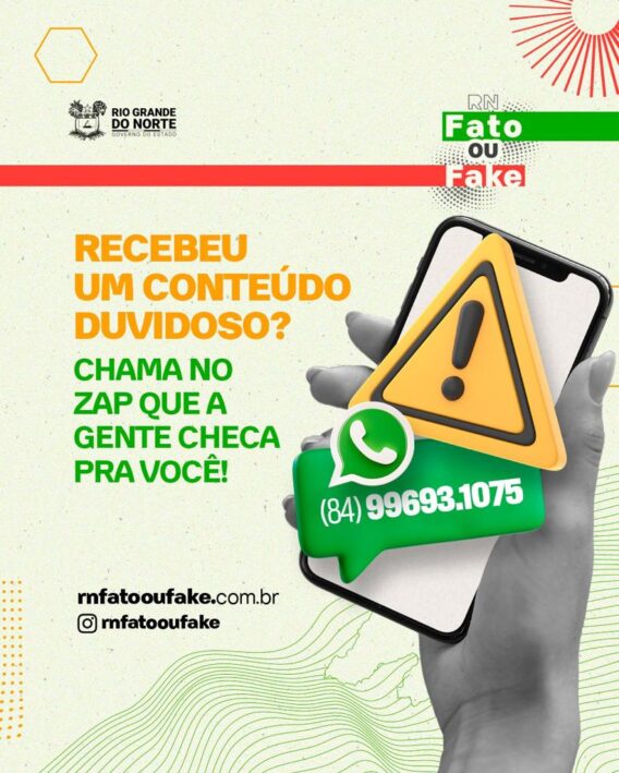 RN Fato ou Fake disponibiliza número de WhatsApp para denúncias de fake news