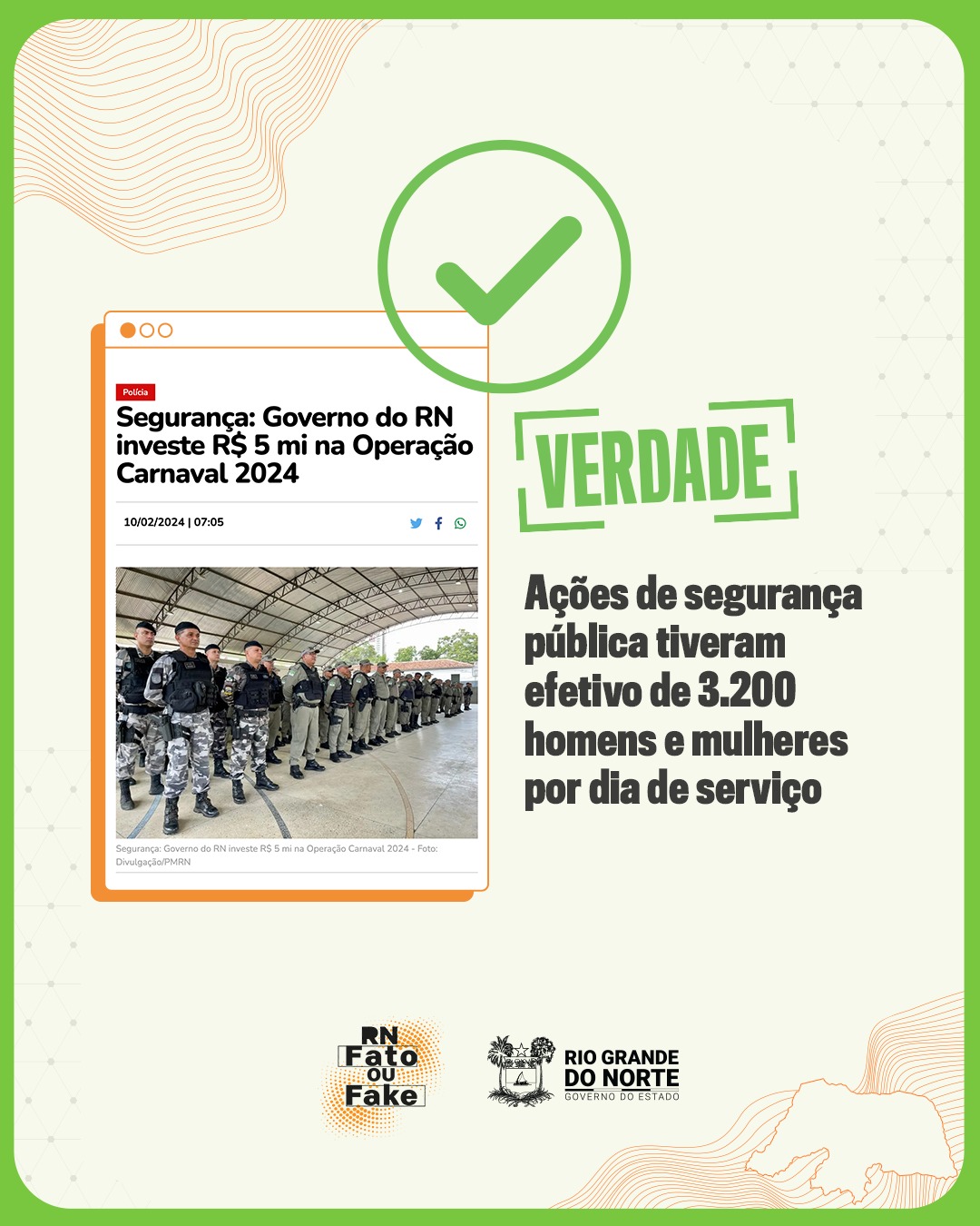 Governo do RN investe R$ 5 mi na Operação Carnaval 2024