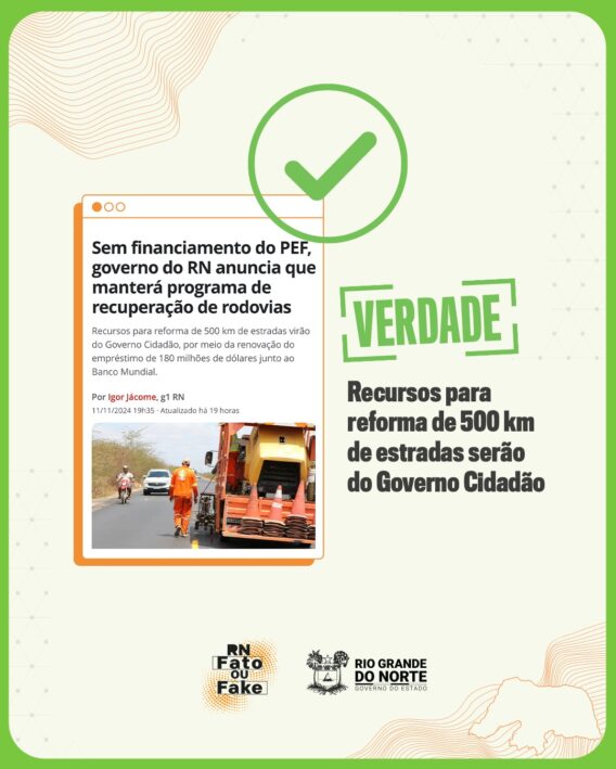 Governo do RN confirma que Programa de Recuperação das Estradas continua em 2025