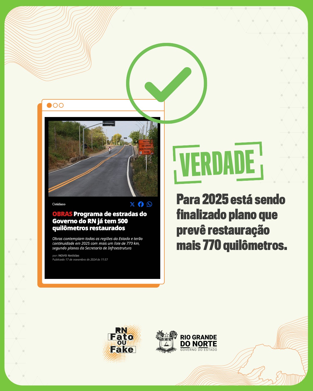 Programa de estradas do Governo do RN já tem 500 quilômetros restaurados