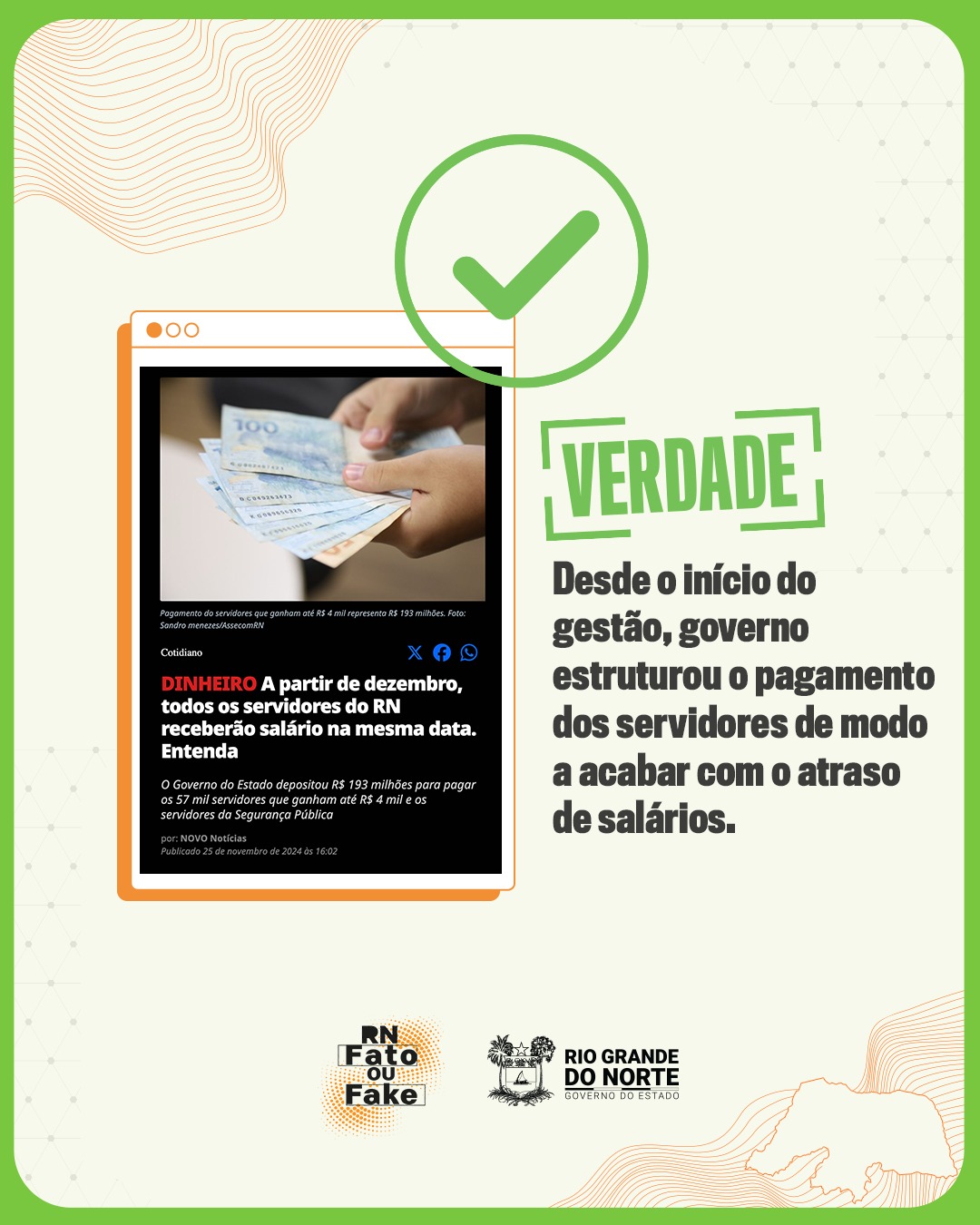 Servidores do RN receberão salário na mesma data a partir de dezembro