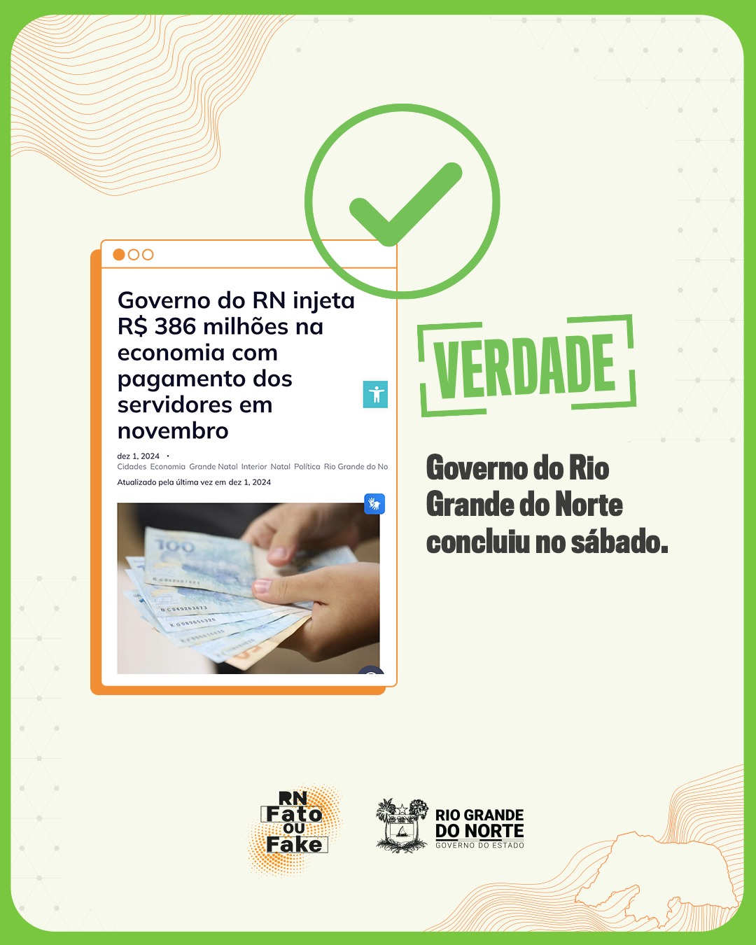 Governo do RN injeta R$ 386 milhões na economia com pagamento dos servidores
