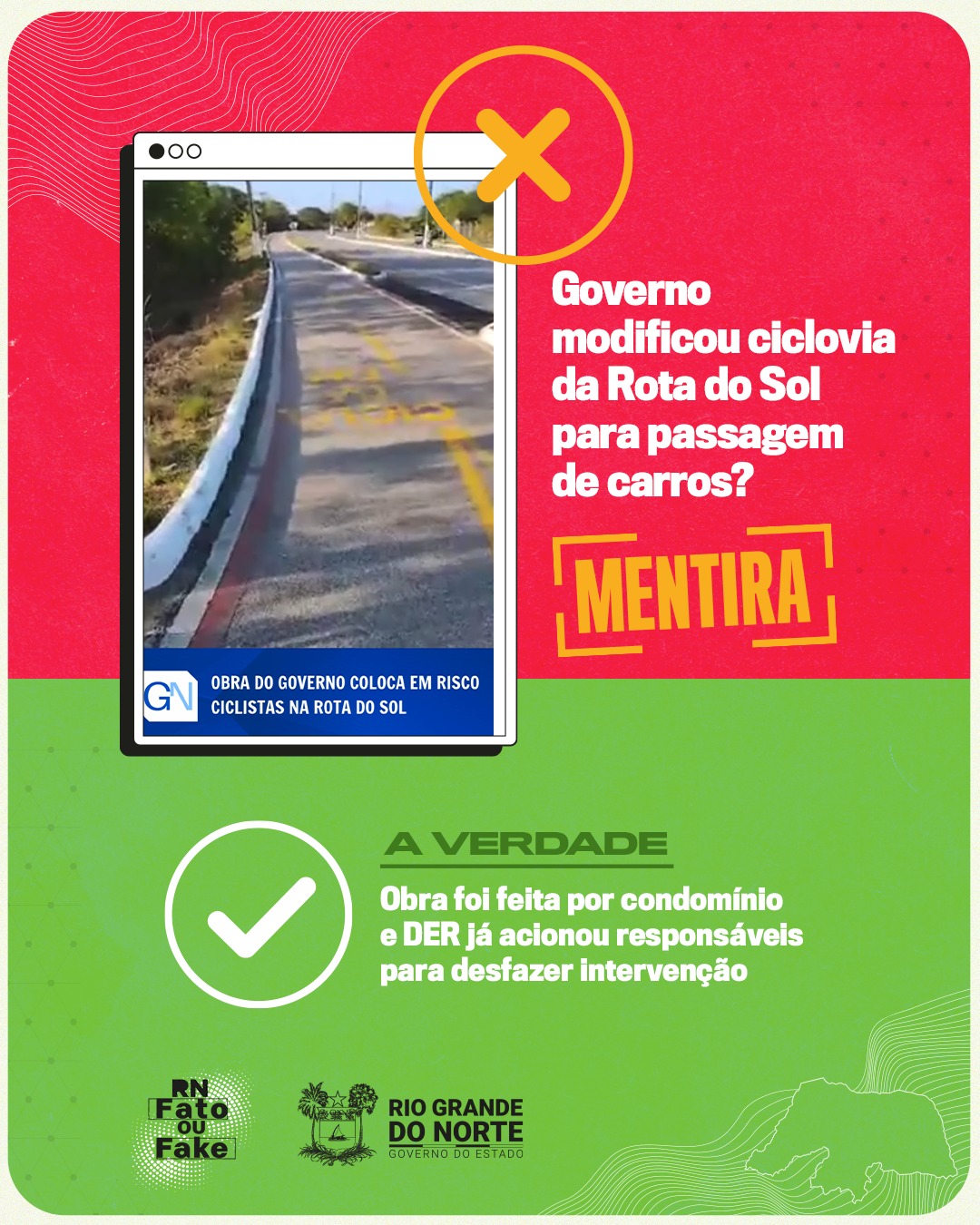 Governo do RN não realizou intervenção na ciclovia da Rota do Sol