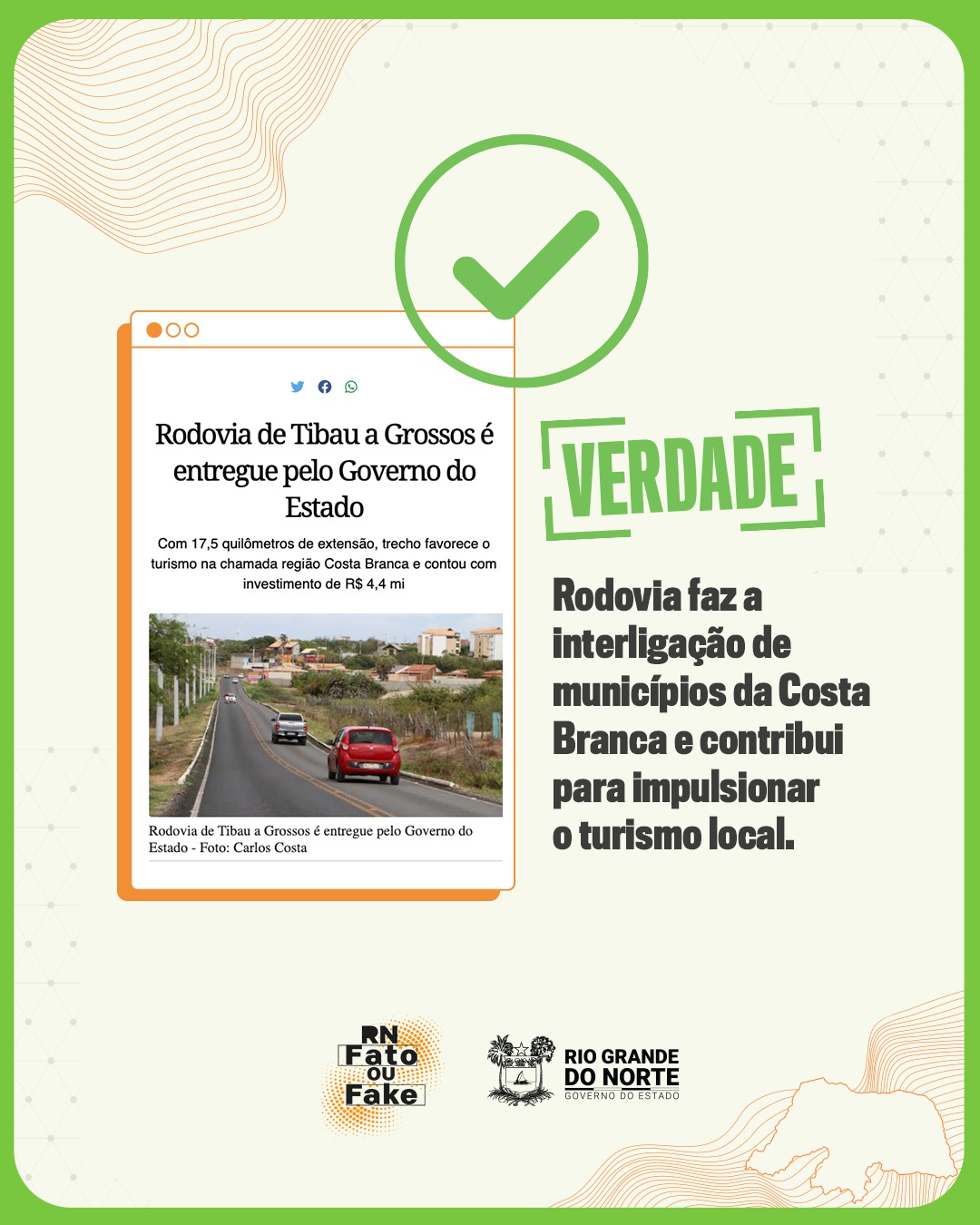 Rodovia que liga Tibau a Grossos é entregue pelo Governo do RN