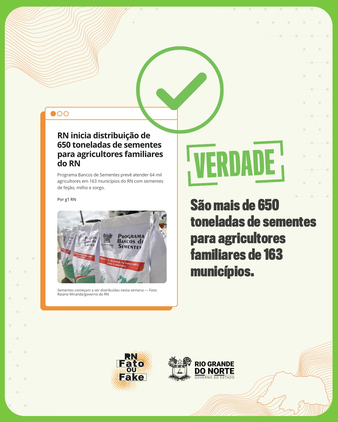 Governo inicia distribuição de 650 toneladas de sementes para agricultores familiares do RN