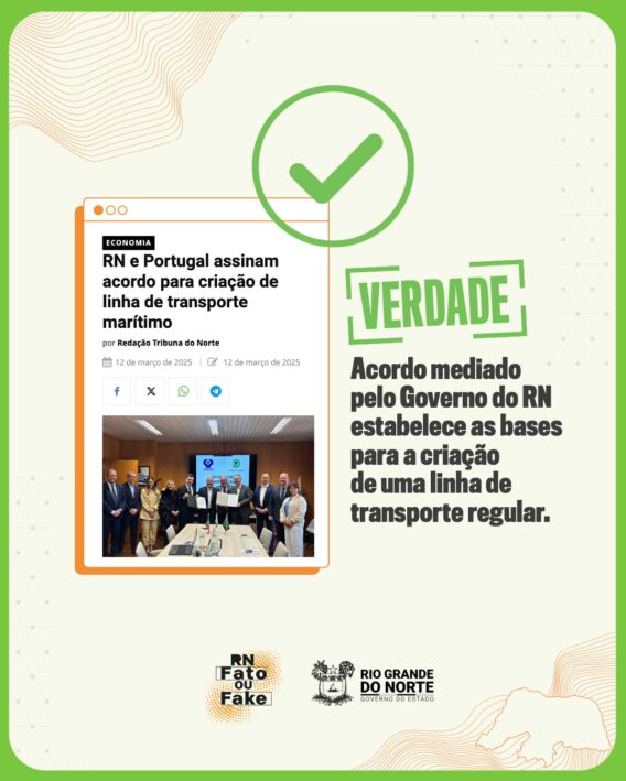 Governo media acordo entre RN e Portugal para parceria de criação de linha de transporte marítimo