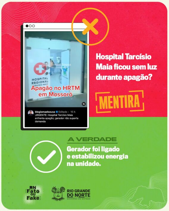 Apagão não interrompeu serviço no Hospital Tarcísio Maia