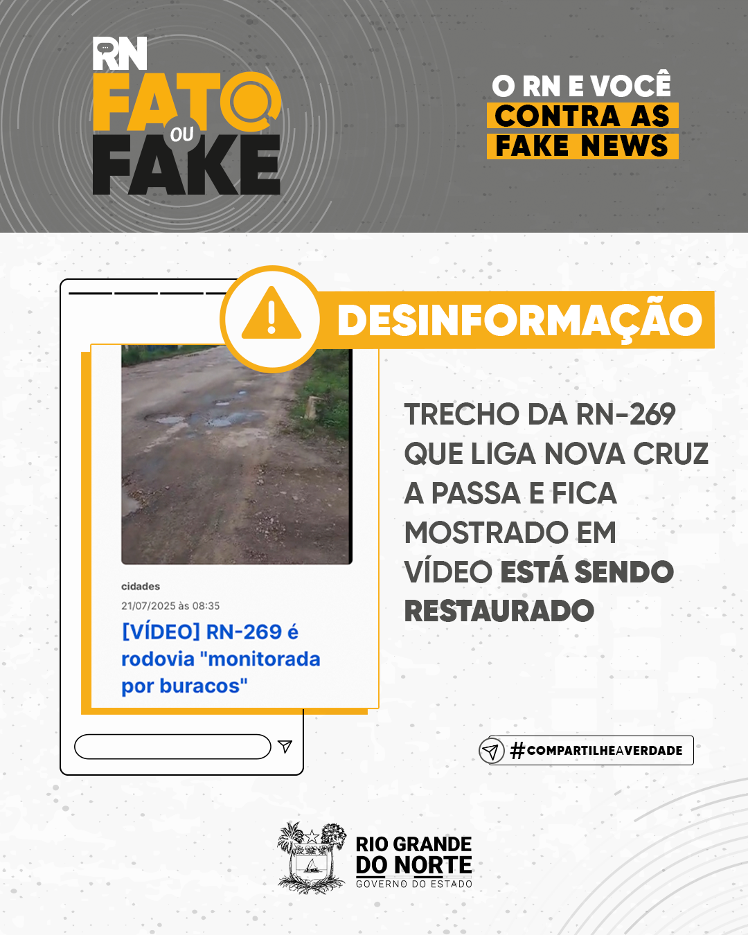 Trecho da RN-269 que Liga Nova Cruz à Passa e Fica mostrado em vídeo está sendo restaurado