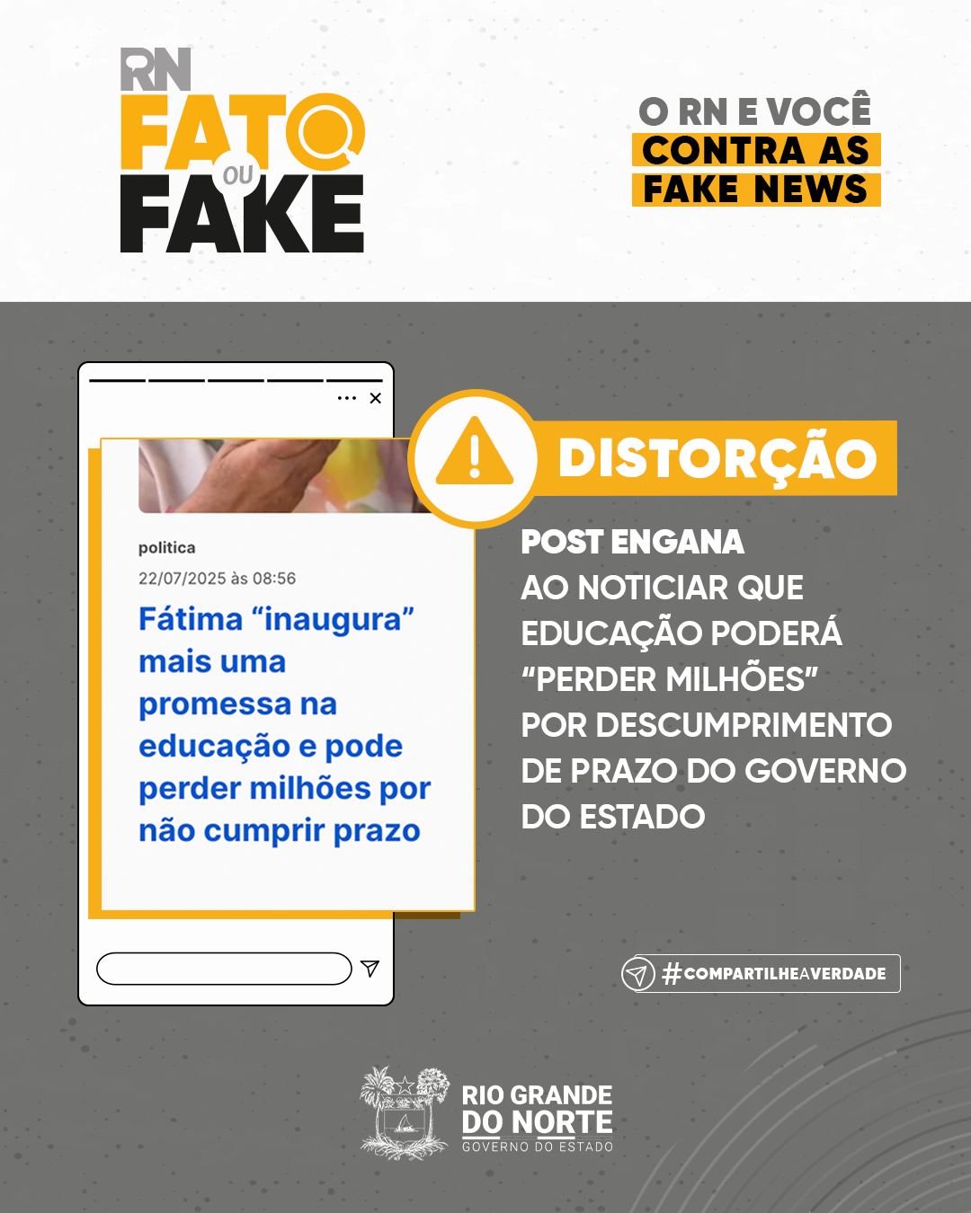 Post engana ao noticiar que educação poderá “perder milhões” por descumprimento de prazo do Governo do Estado