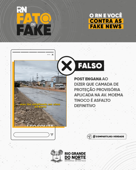 Post engana ao dizer que camada de proteção provisória aplicada na Av. Moema Tinoco é asfalto definitivo