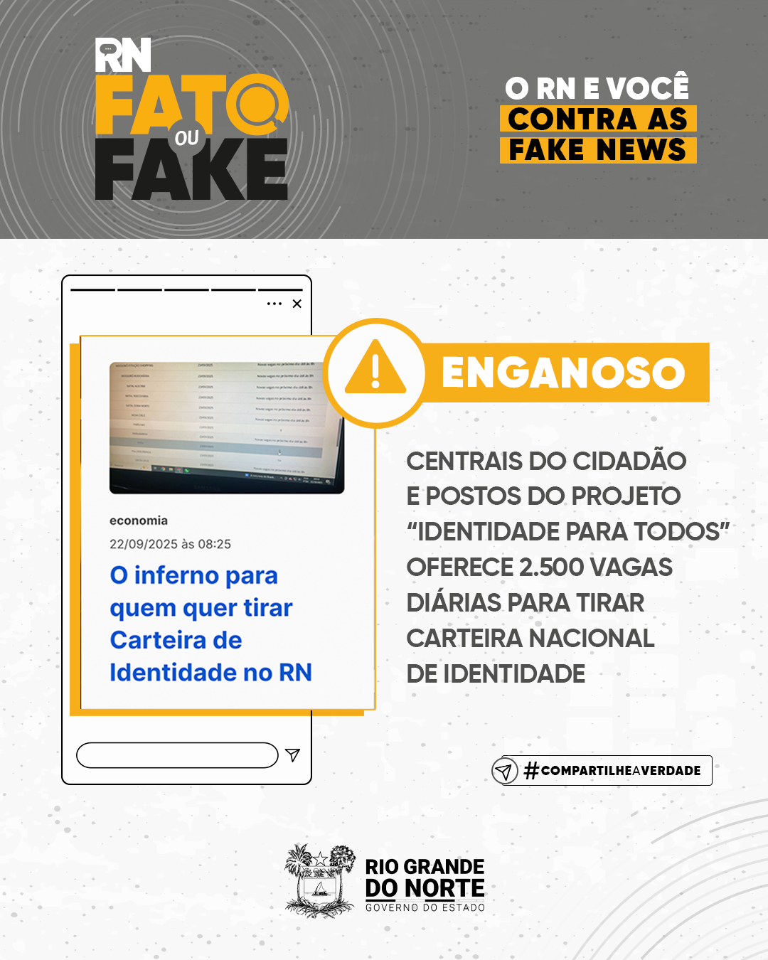 Centrais do Cidadão e postos do projeto “Identidade para Todos” oferece 2.500 vagas diárias para emissão de RG