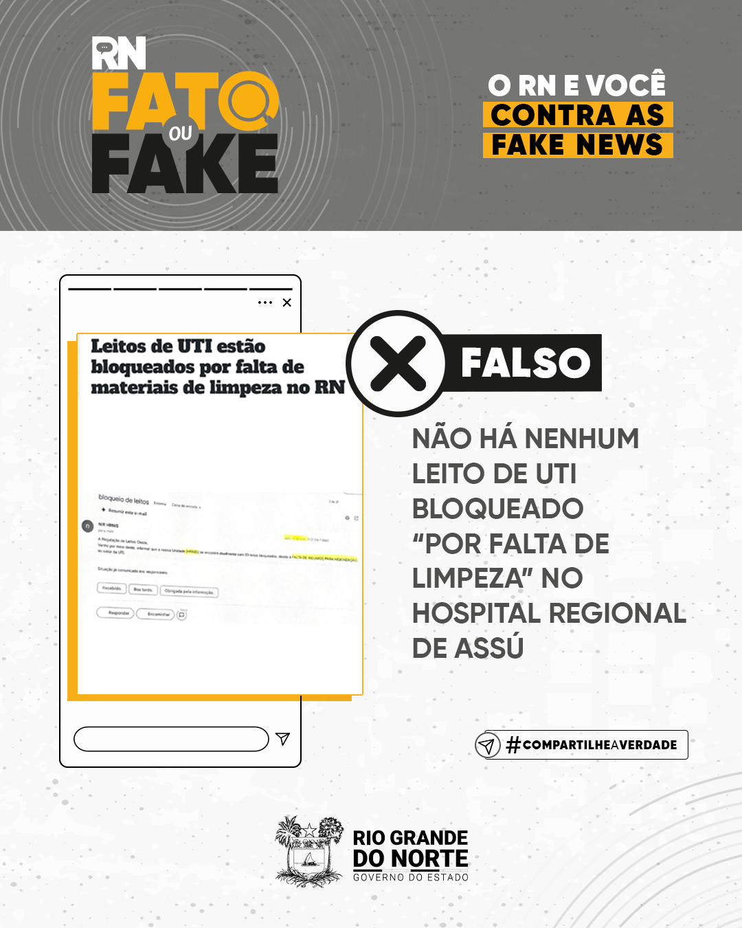 Não há nenhum leito de UTI bloqueado “por falta de limpeza” no Hospital Regional de Assú