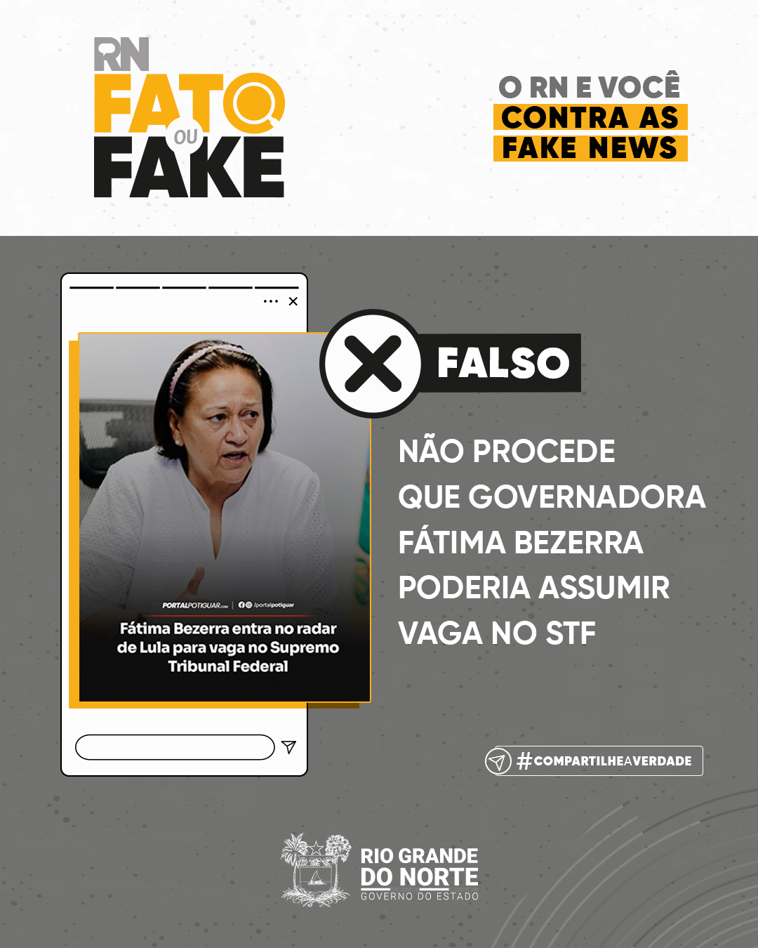 Não procede que governadora Fátima Bezerra poderia assumir vaga no STF