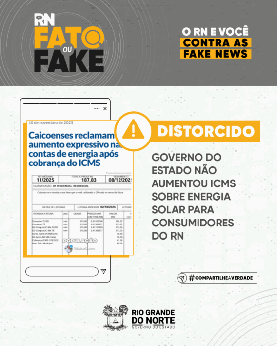 Governo do Estado não aumentou ICMS sobre energia solar para consumidores do RN