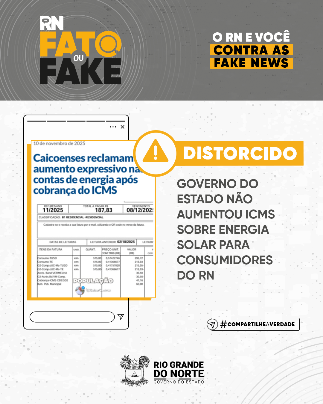 Governo do Estado não aumentou ICMS sobre energia solar para consumidores do RN