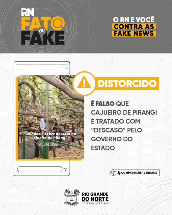 É falso que Cajueiro de Pirangi é tratado com “descaso” pelo Governo do Estado