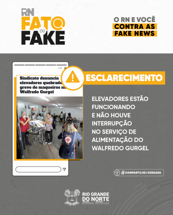 Elevadores estão funcionando e não houve interrupção no serviço de alimentação do Walfredo Gurgel