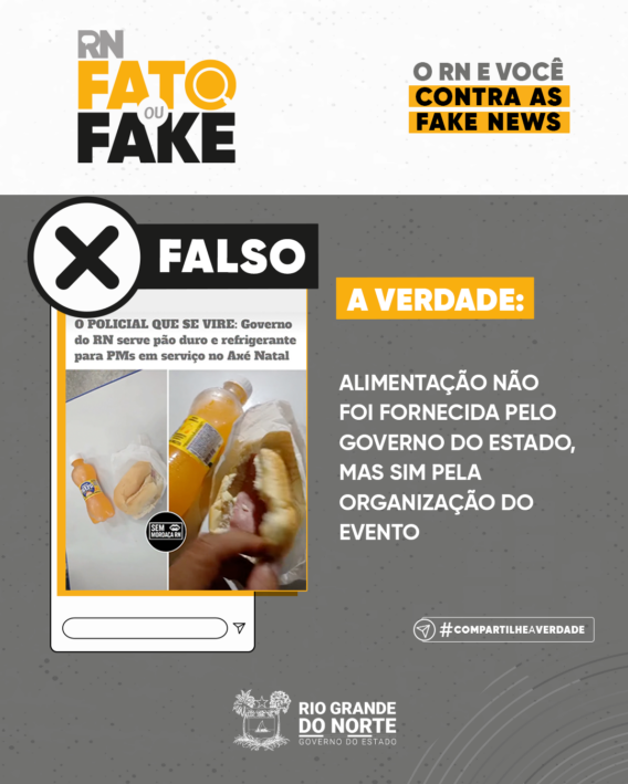 Alimentação não foi fornecida pelo Governo do Estado, mas sim pela organização do evento 