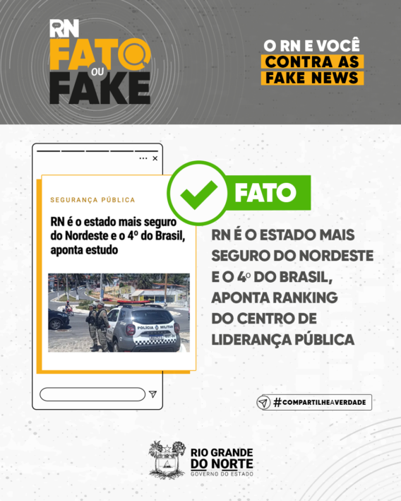 RN é o estado mais seguro do Nordeste e o 4º do Brasil, aponta ranking do Centro de Liderança Pública