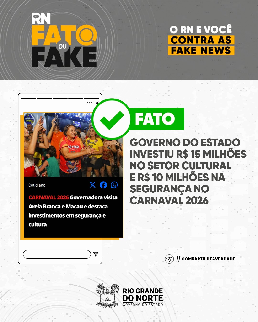 Governo do Estado investiu R$ 15 milhões no setor cultural e R$ 10 milhões na segurança no Carnaval 2026