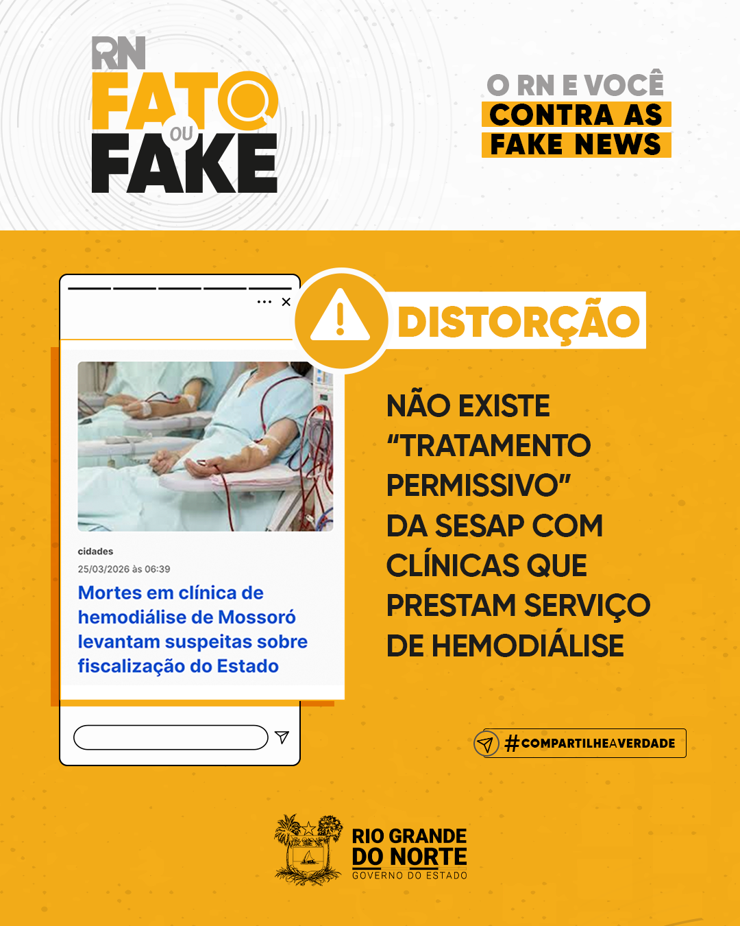 Não existe “tratamento permissivo” da Sesap com clínicas que prestam serviço de hemodiálise