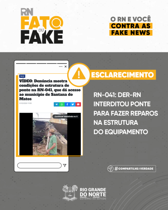 RN-041: DER-RN interditou ponte para fazer reparos na estrutura do equipamento