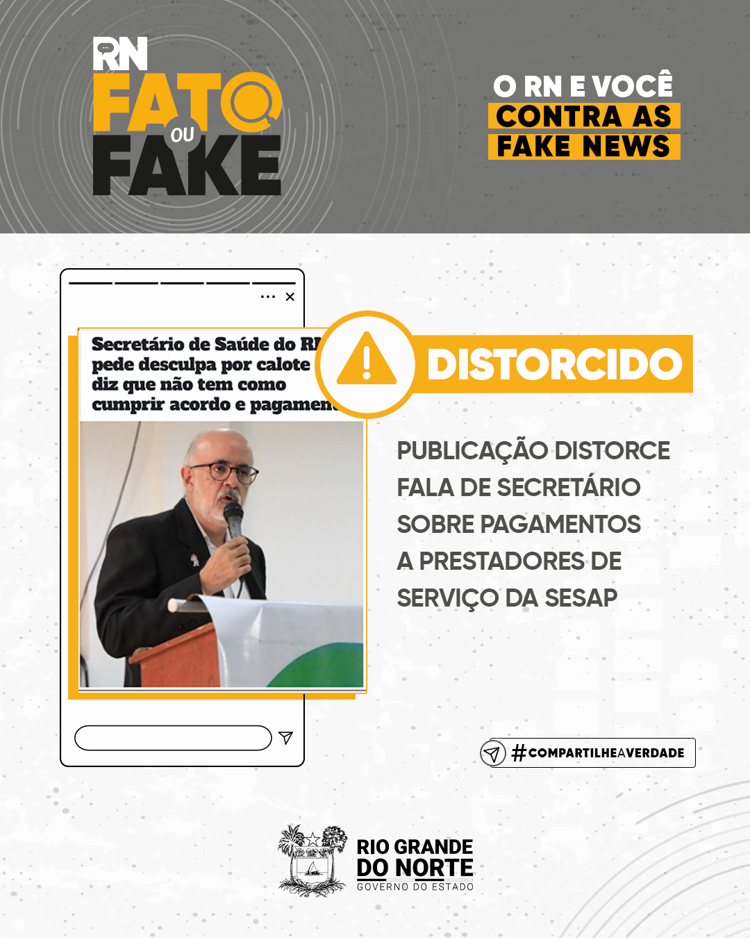 Publicação distorce fala de secretário sobre pagamentos a prestadores de serviço da Sesap