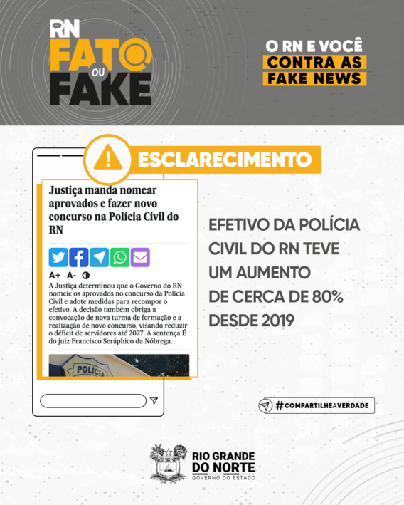 Efetivo da Polícia Civil do RN teve um aumento de 80% desde 2019