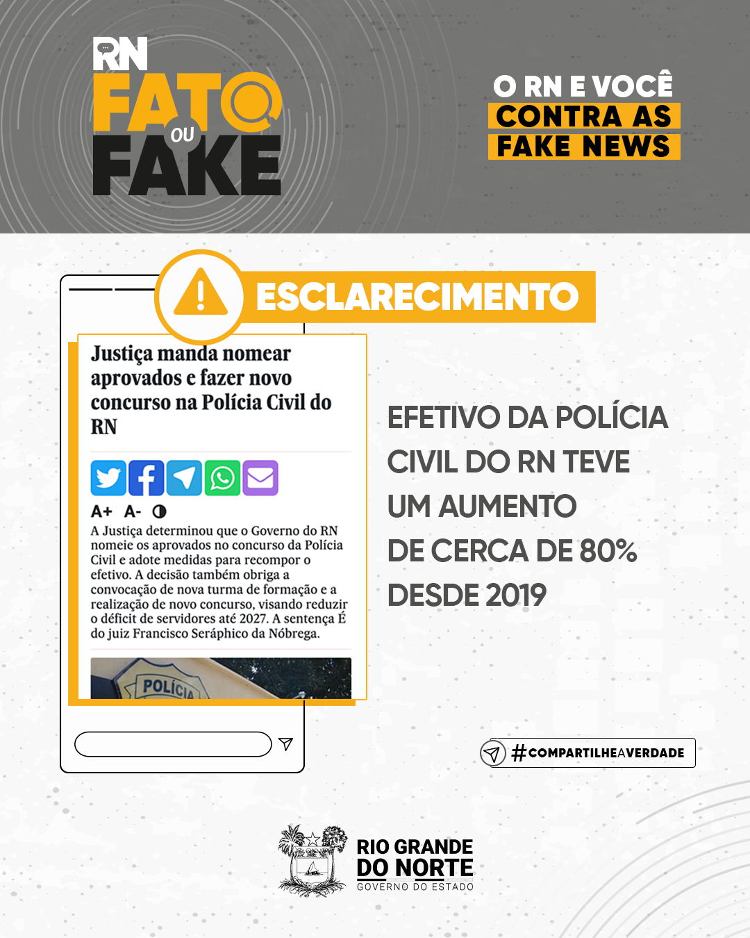 Efetivo da Polícia Civil do RN teve um aumento de 80% desde 2019