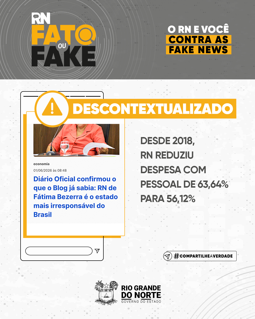 Desde 2018, RN reduziu despesa com pessoal de 63,64% para 56%