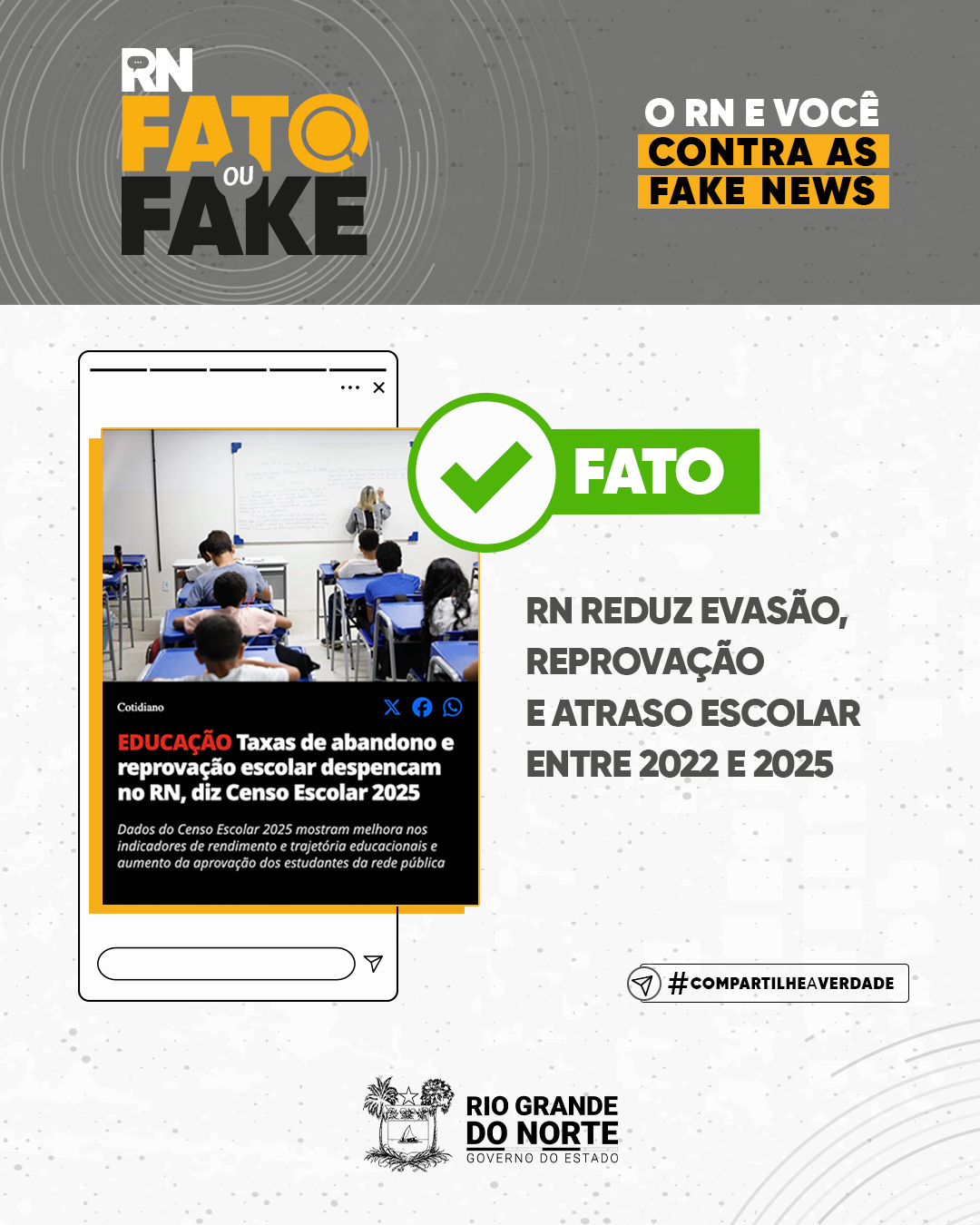 RN reduz evasão, reprovação e atraso escolar entre 2022 e 2025